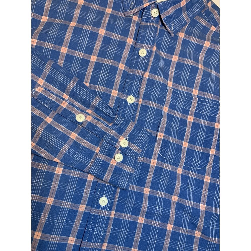 Mens M Blue Peach Plaid The Normal Brand Button Down‎ Long Sleeve Cotton